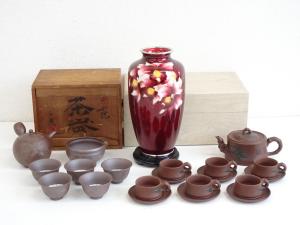朱泥煎茶器・萬古煎茶器・七宝花瓶 山